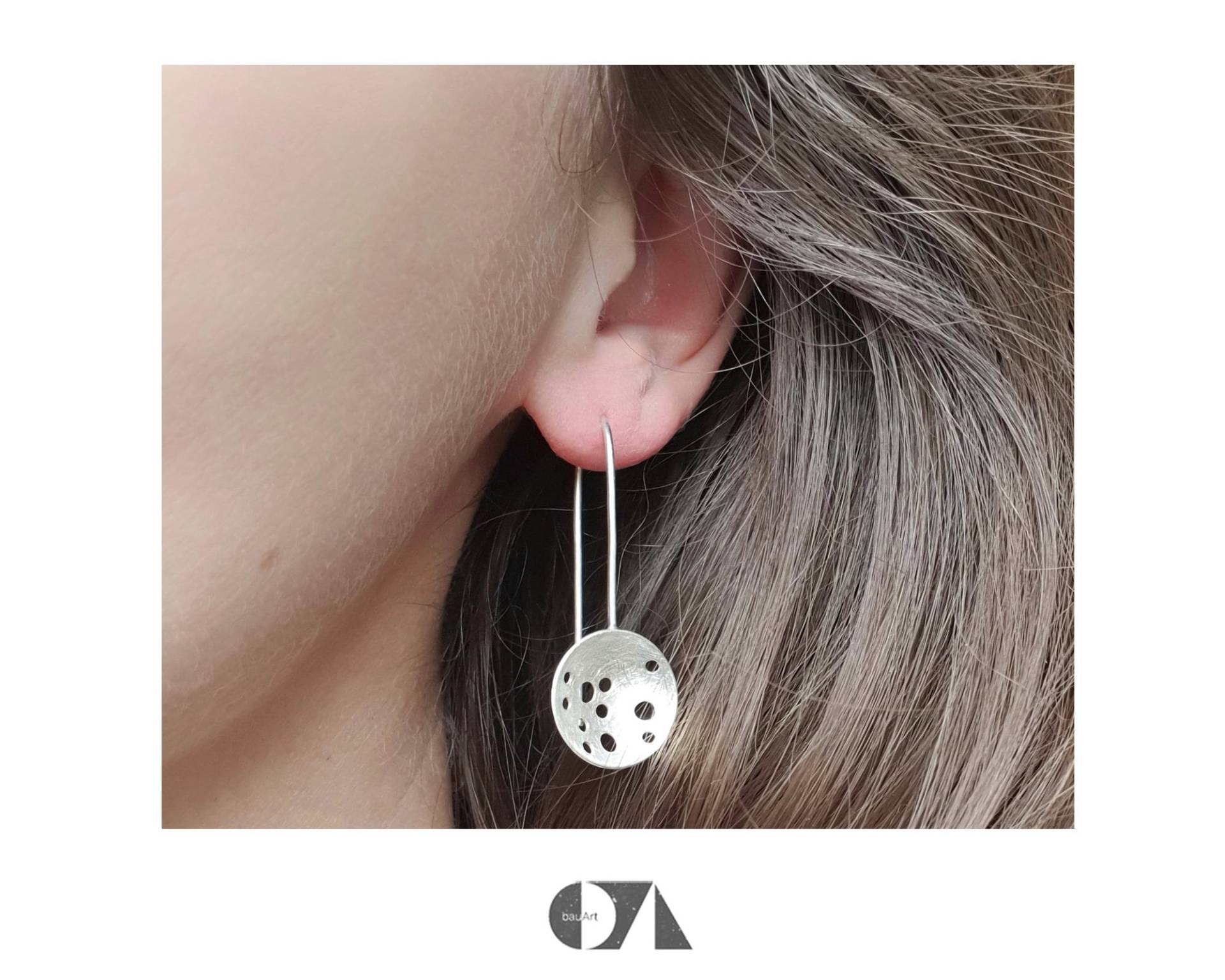 Ohrhänger Dot Punkt Kreis Gewölbt, Gewölbte Scheibe, Löcher, Circle, 925 Silber, Groß, Minimalistisch, Geschenk Ohrhänger Dot Punkt Kreis Gewölbt, Gewölbte Scheibe, Löcher, Circle, 925 Silber, Groß, Minimalistisch, Geschenk von bauArtShop