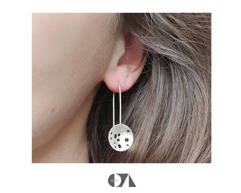 Ohrhänger Dot Punkt Kreis Gewölbt, Gewölbte Scheibe, Löcher, Circle, 925 Silber, Groß, Minimalistisch, Geschenk Ohrhänger Dot Punkt Kreis Gewölbt, Gewölbte Scheibe, Löcher, Circle, 925 Silber, Groß, Minimalistisch, Geschenk von bauArtShop