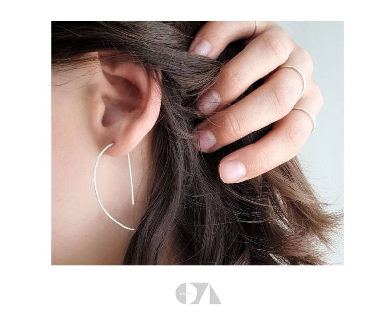 Ohrhänger Ohrringe Hängeohrring Halber Kreis Half Circle Halbkreis Minimalistisch Schlicht Silber 925 Ohrhänger Ohrringe Hängeohrring Halber Kreis Half Circle Halbkreis Minimalistisch Schlicht Silber 925 von bauArtShop