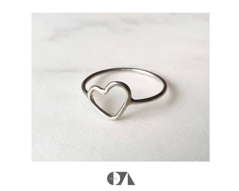 Zarter Schlichter Fingerring Mit Herz, Herzring, Heart, 925 Silber Zarter Schlichter Fingerring Mit Herz, Herzring, Heart, 925 Silber von bauArtShop