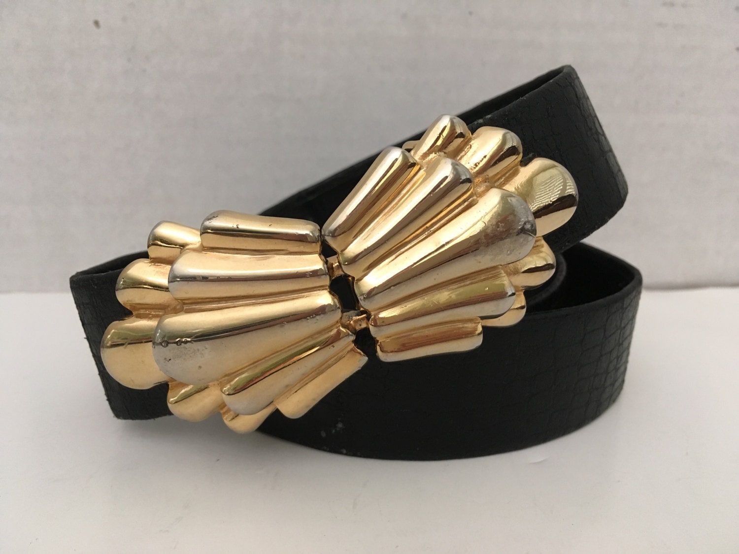 Mimi Di N Gold Tone Gürtel Schnalle Verstellbarer Gurtband 33 Zoll 1977 Fashion von baublesandblingforu