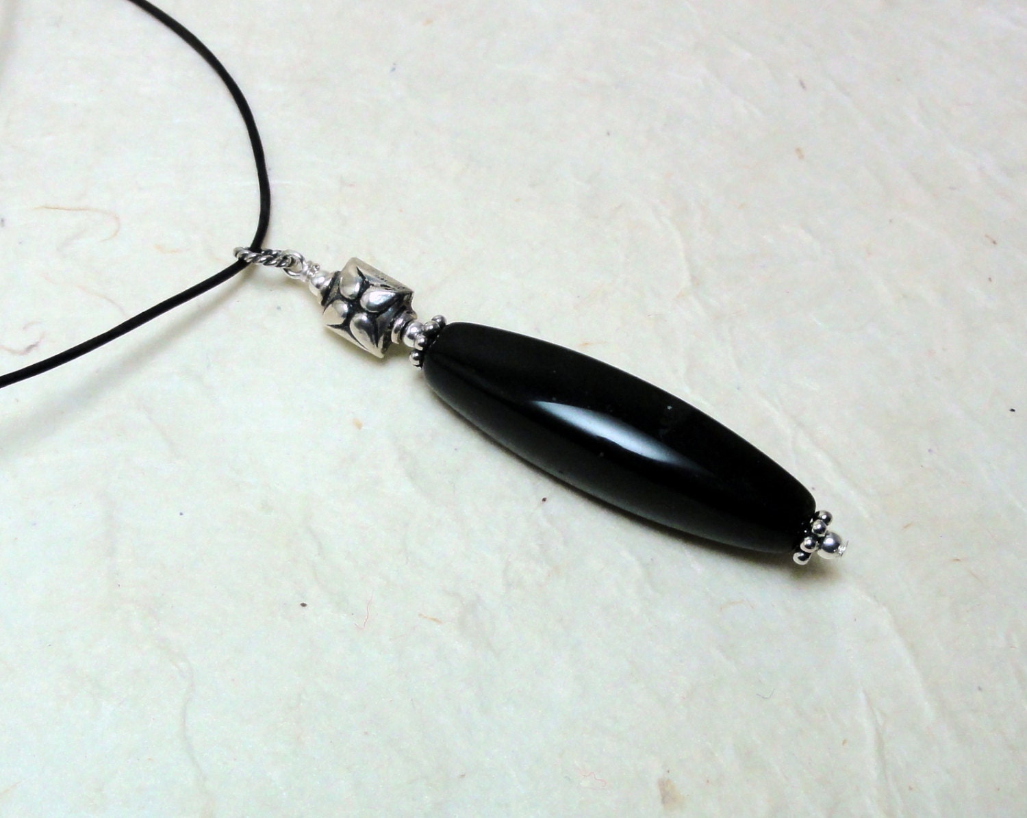 Schwarzer Obsidian & Silber Anhänger Schwarzer Obsidian & Silber Anhänger von baublesbybethann