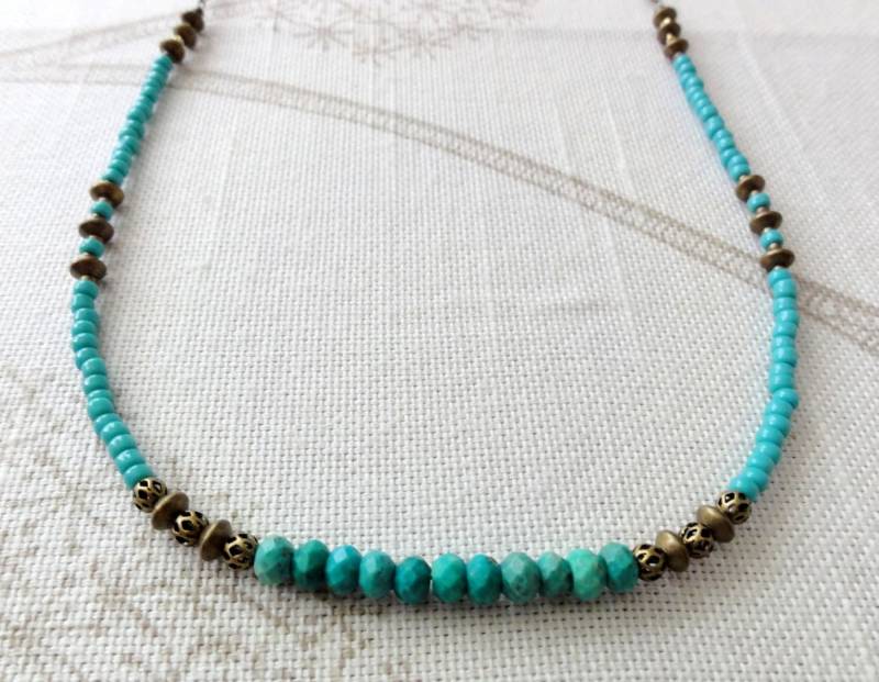 Türkis Und Antike Messing Halskette von baublesbybethann