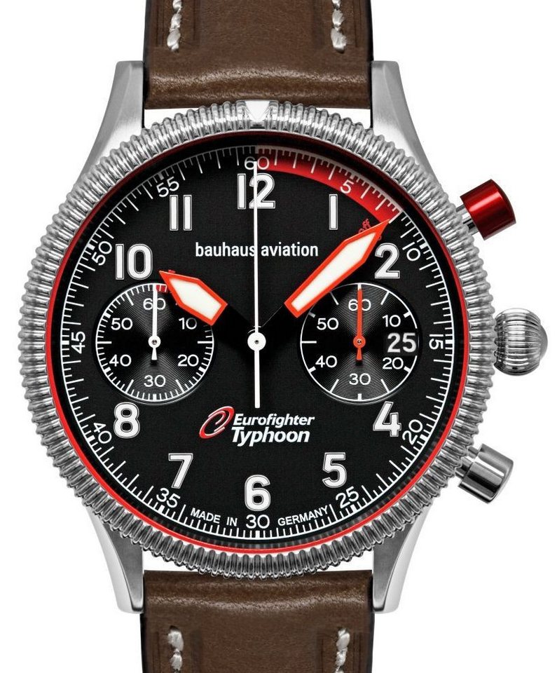 bauhaus Chronograph Herrenuhr schwarz mit Lederarmband – Bauhaus Modell: 25762 von bauhaus