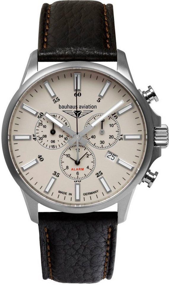 bauhaus Chronograph bauhaus aviation 2880-5, Armbanduhr, Quarzuhr, Herrenuhr, Datum, Saphirglas, Made in Germany von bauhaus