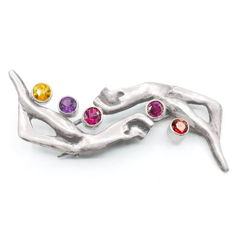 sterling Silber Edelstein Halb Figuren Brosche von bauhiniastudio