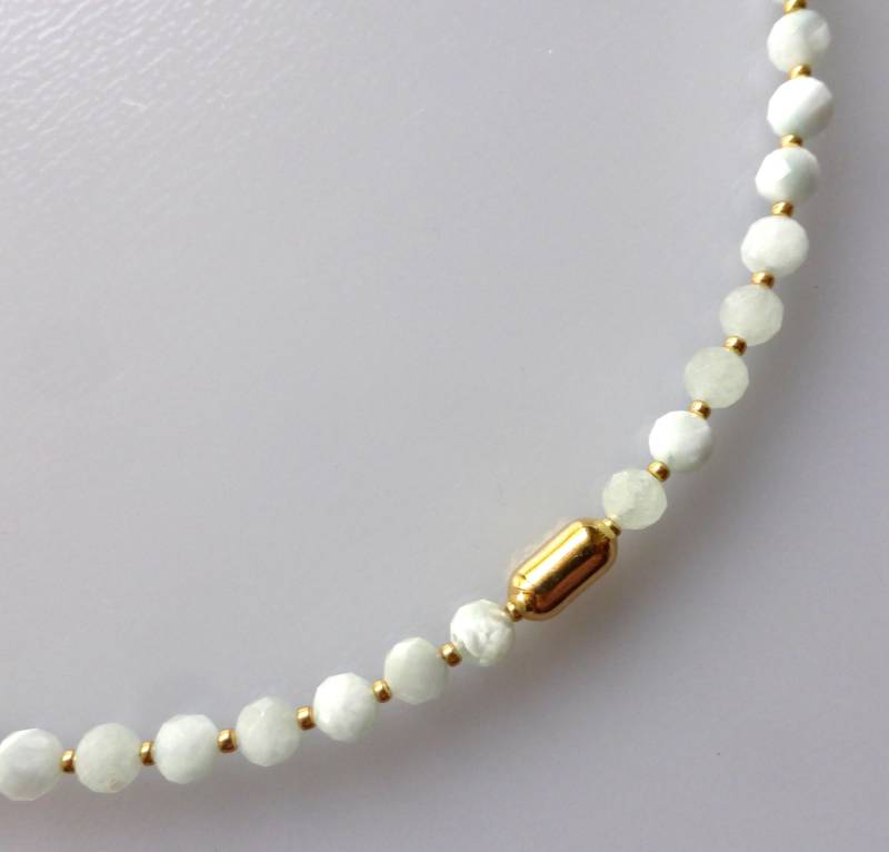 Kette, Collier, Edelsteine, Grüner Mondstein Facettiert, Gold Kette, Collier, Edelsteine, Grüner Mondstein Facettiert, Gold von baumschmuck