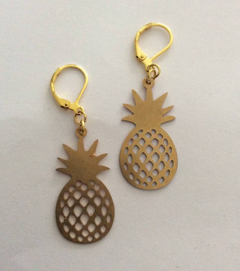 Ananas Frucht Ohrringe Vintage Roh Messing Charme Für Ohrlöcher von bazaarchoices