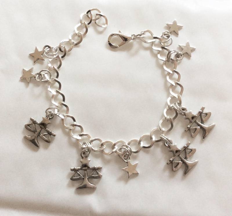 Bettelarmband Waage Horoskop, Sternzeichen Silberfarben Nach Wahl in Den Längen 19 - 21 cm von bazaarchoices