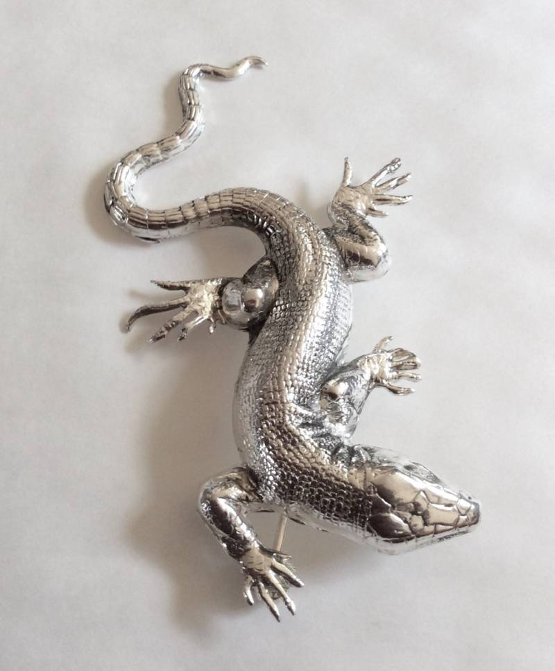 Eidechsen Brosche/Anstecknadel Im Jugendstil Reptil Versilbert von bazaarchoices