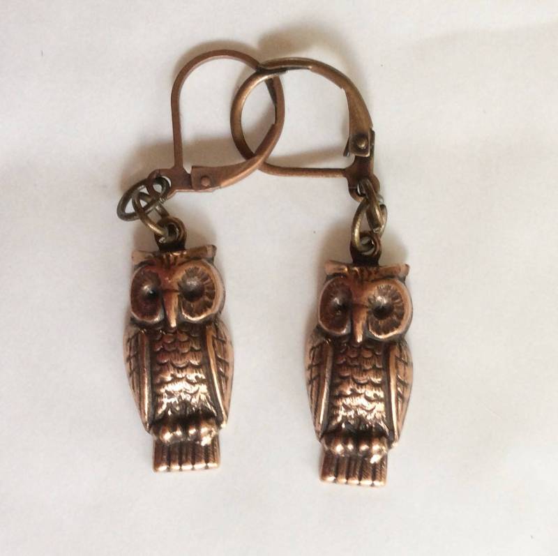 Eule Kupfer Handgemachte Ohrringe Für Ohrlöcher Nickelfrei von bazaarchoices