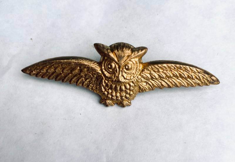 Fliegende Eule Brosche Aus Messing, 1970Er Jahre Vogel Anhänger von bazaarchoices