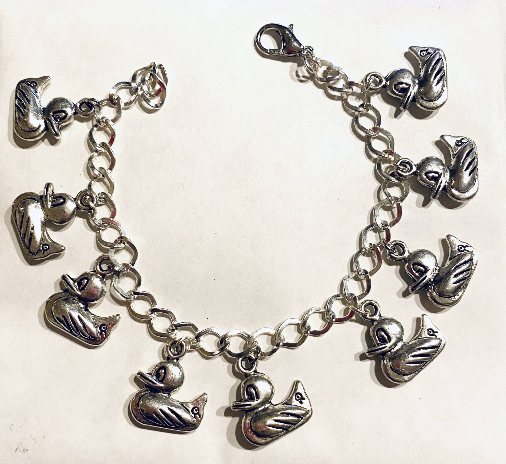 Gummiente Armband Stil Silberfarben Charm Längenwahl Von 19 - 21 cm von bazaarchoices