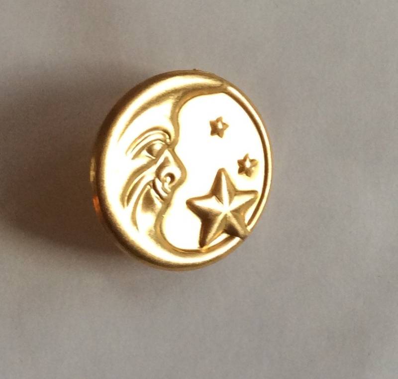 Halbmond Und Stern Kreisförmige Brosche Stift Messing Vintage Finden Handgefertigt von bazaarchoices