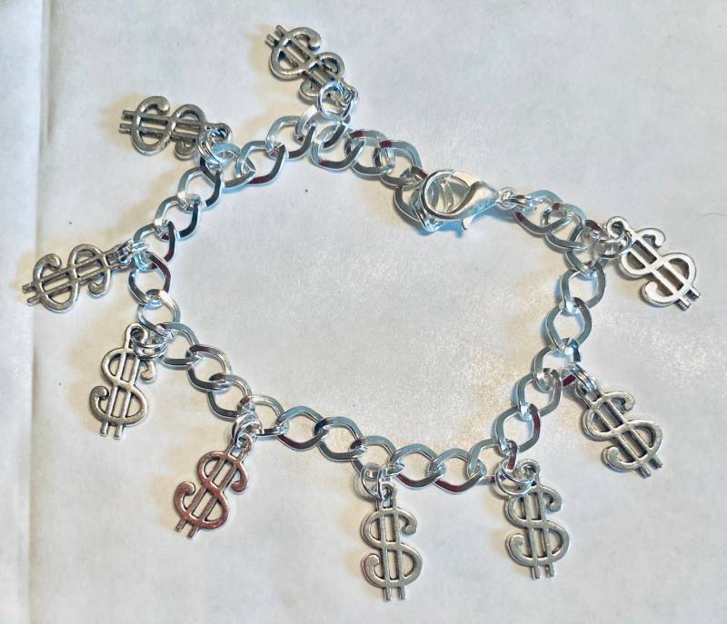 Ich Brauche Einen Dollar Silber Ton Charme Armband Auswahl An Längen Von 19 -21 cm von bazaarchoices