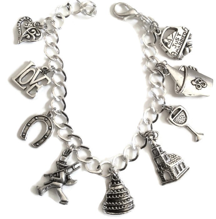 Just Verheiratet Hochzeit Thema Design Handgefertigte Silber Ton Charm Armband Wahl Der Länge Von 19-21 cm 7, 5" von bazaarchoices