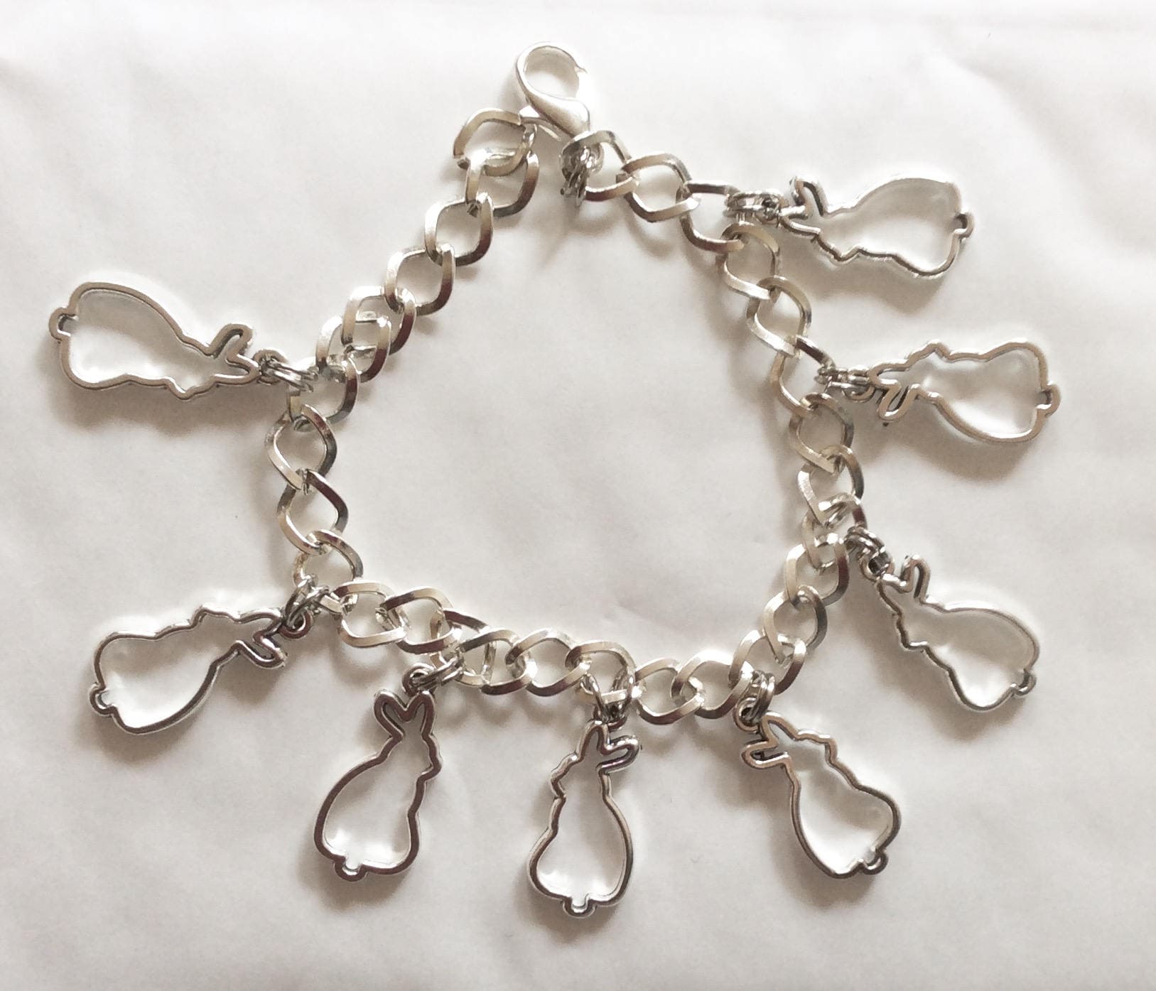 Kaninchen Umriss Armband Hase Silber Ton Charme Ostern Wahl Der Längen Von 19 - 21 cm von bazaarchoices