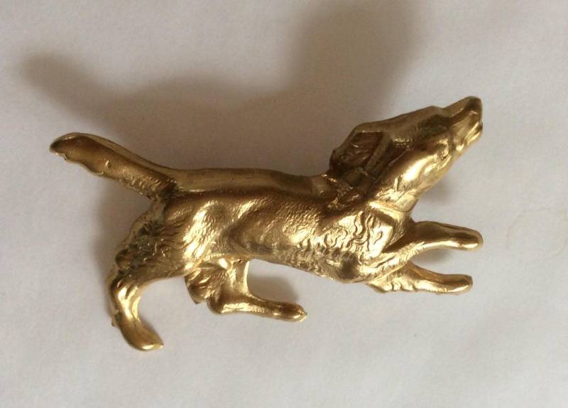 Labradorit Rohmessing Brosche/Anstecknadel Vintage Retriever Hund von bazaarchoices