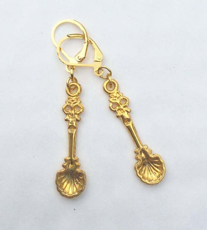 Löffel Ohrringe Besteck Goldfarben Charms Für Durchbohrte Ohren von bazaarchoices