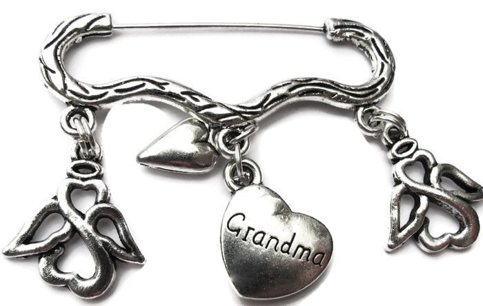 Memory "Oma' Brosche Anstecknadel Silberfarben Erinnerung Oma Verlust von bazaarchoices
