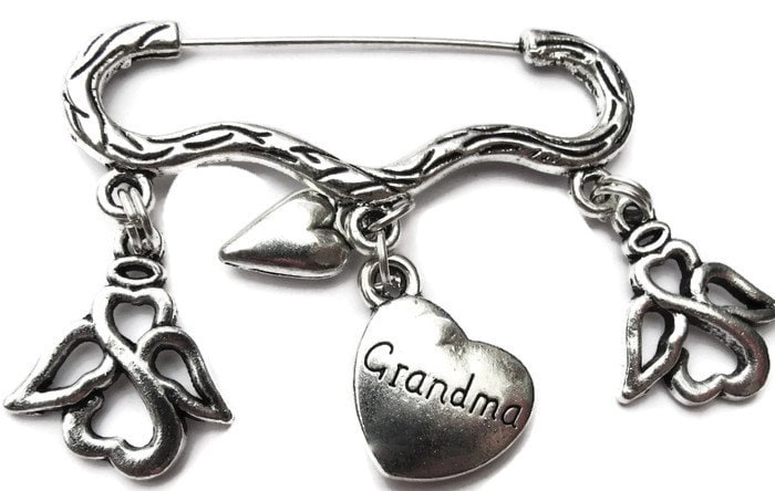 Memory "Oma' Brosche Anstecknadel Silberfarben Erinnerung Oma Verlust von bazaarchoices