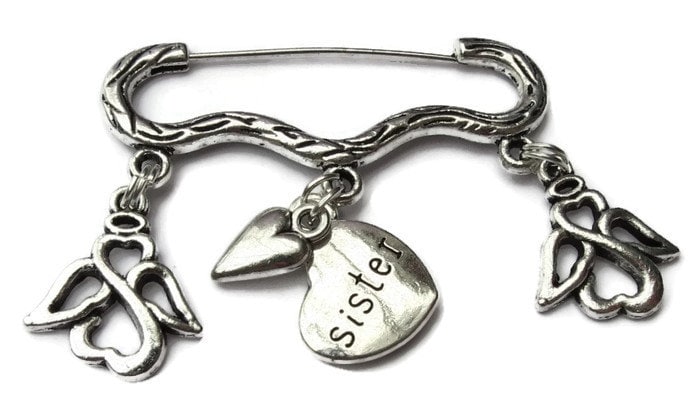 Memory Schwester Silber Ton Brosche/Pinmemoriam Andenken von bazaarchoices
