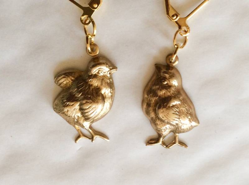 Mollige Küken 3D Messing Ohrringe Für Ohrlöcher Nickelfrei von bazaarchoices