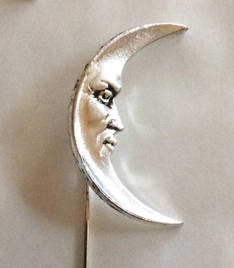 Mond Pin Anstecknadel Jugendstil Versilbert Mann Im Stickpin von bazaarchoices