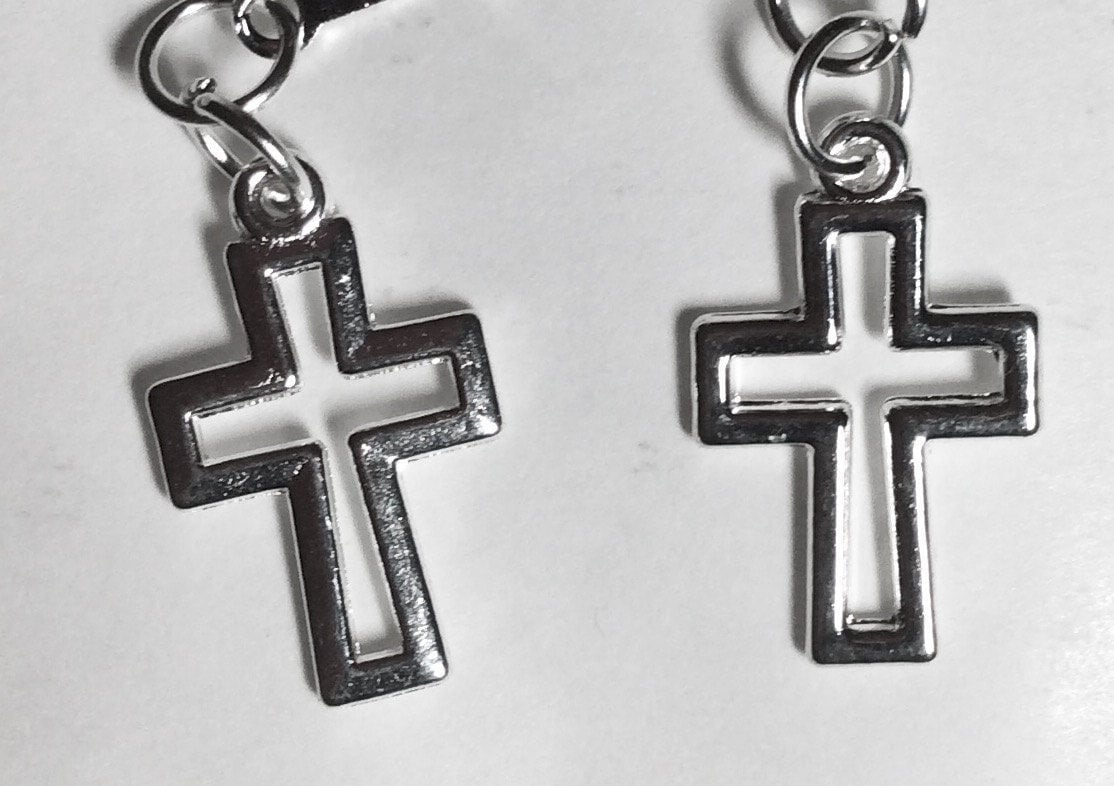 Ostern Kreuz Ohrringe Ausgeschnitten Silber Ton Für Gepiercte Ohren Nickelfrei von bazaarchoices