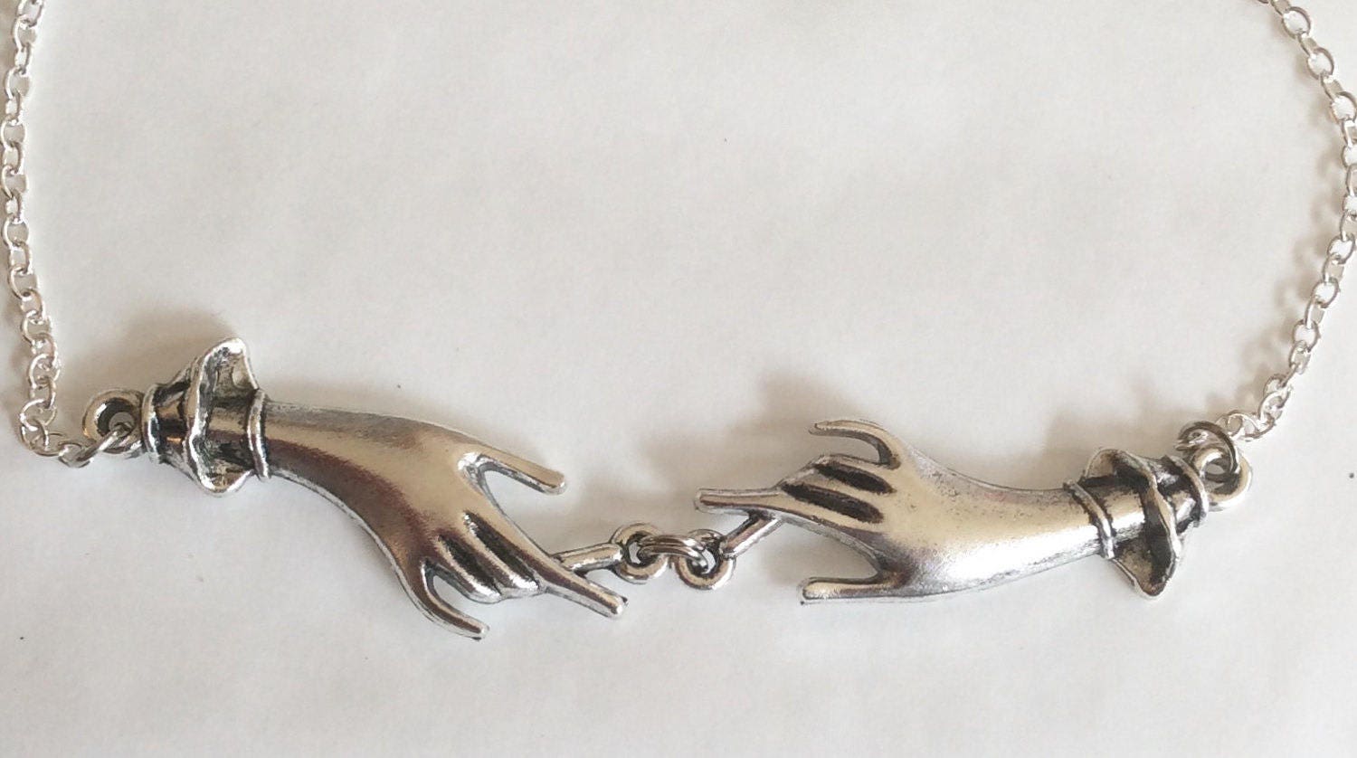 Paar Hände Halskette Zwei Hand Silber Ton Charme 56 cm Kette von bazaarchoices