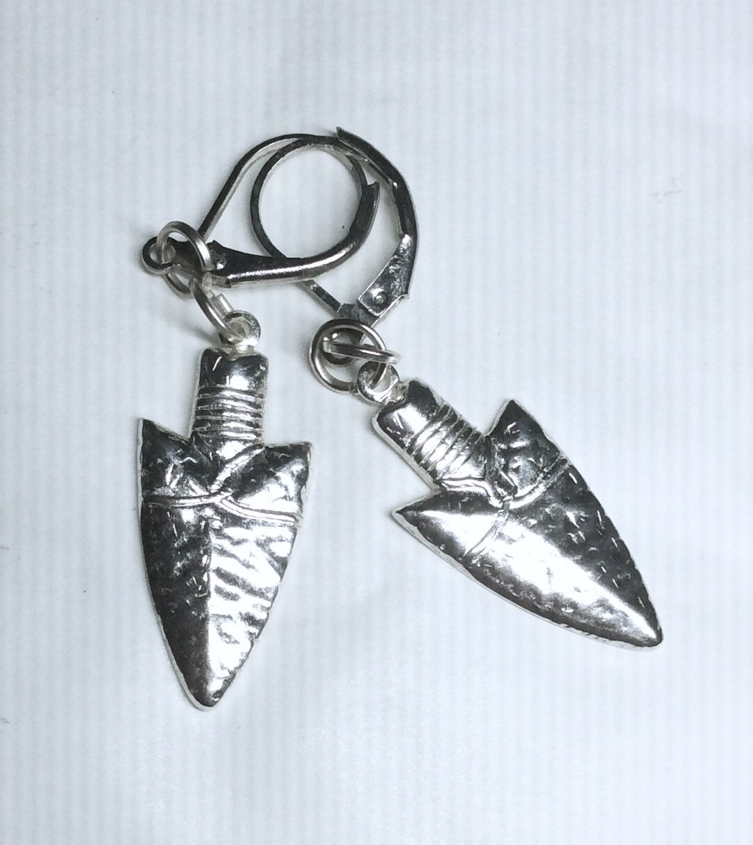 Pfeilspitze Ohrringe Bogenschütze Geschenk Handgemacht Für Ohrlöcher Nickel Frei Silberfarben von bazaarchoices