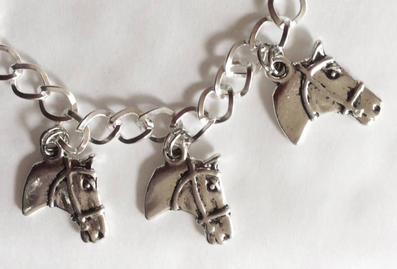 Pferdekopf Bettelarmband Pony Hengst Silber Ton Panzer 19-21 cm Auswahl An Längen von bazaarchoices