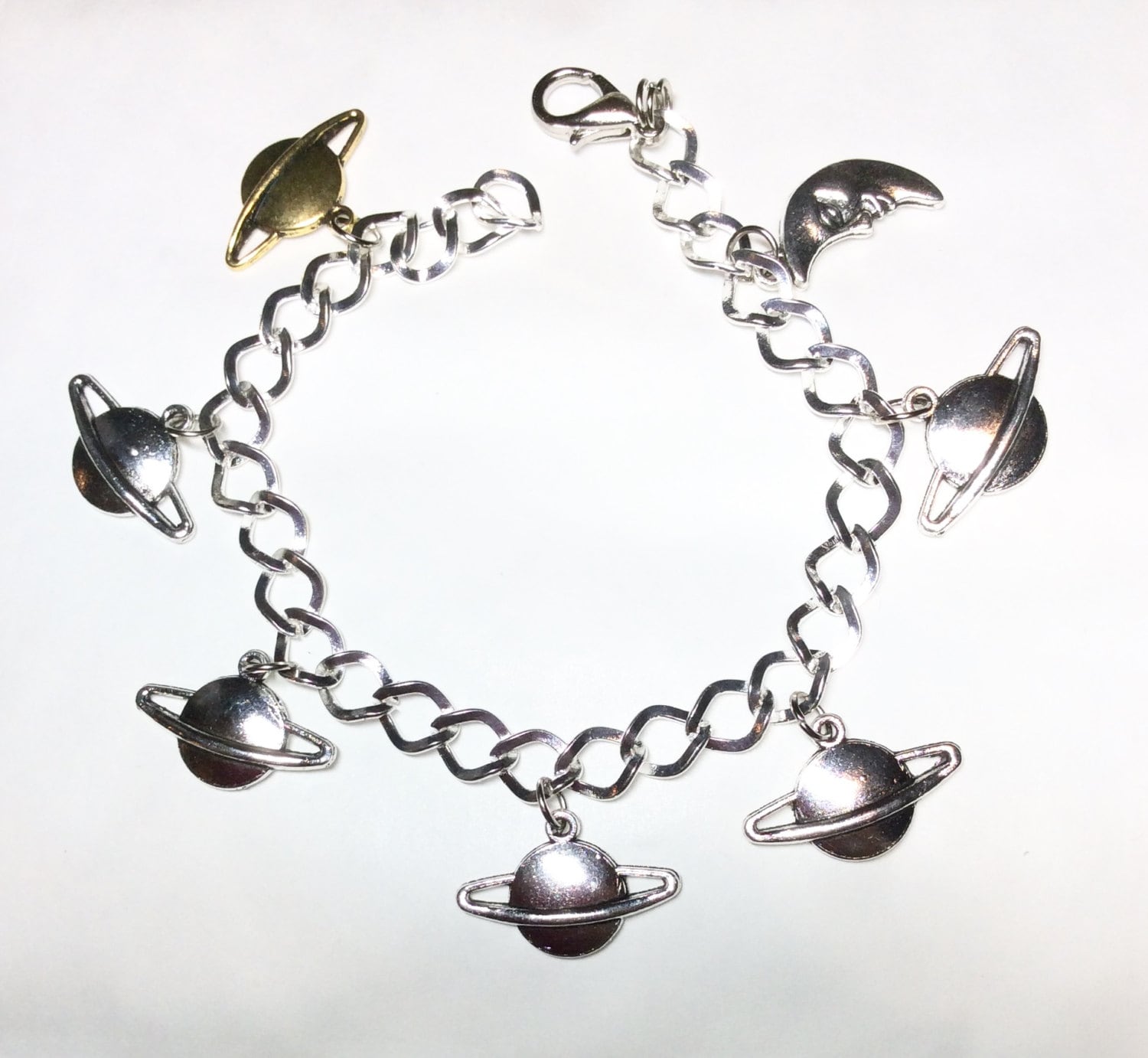 Planeten Sci-Fi-Armband Silber Ton Charms Auswahl An Längen Von 19-21 cm von bazaarchoices