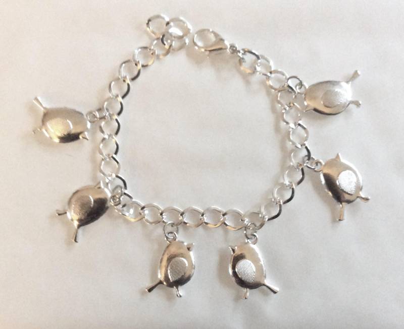 Rotes Rotkehlchen Handgemacht Weihnachten Silber Ton Bettelarmband Wahl Der Längen 18cm /7, 0 "Zu 21 cm von bazaarchoices