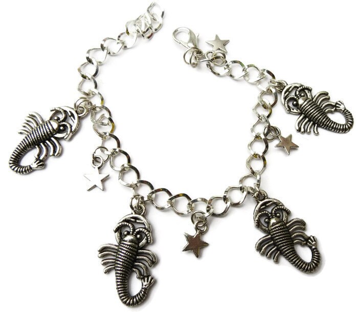 Skorpion Horoskop, Stern Zeichen Silber Ton Charm Armband Wahl Der Längen Von 19 -21 cm von bazaarchoices