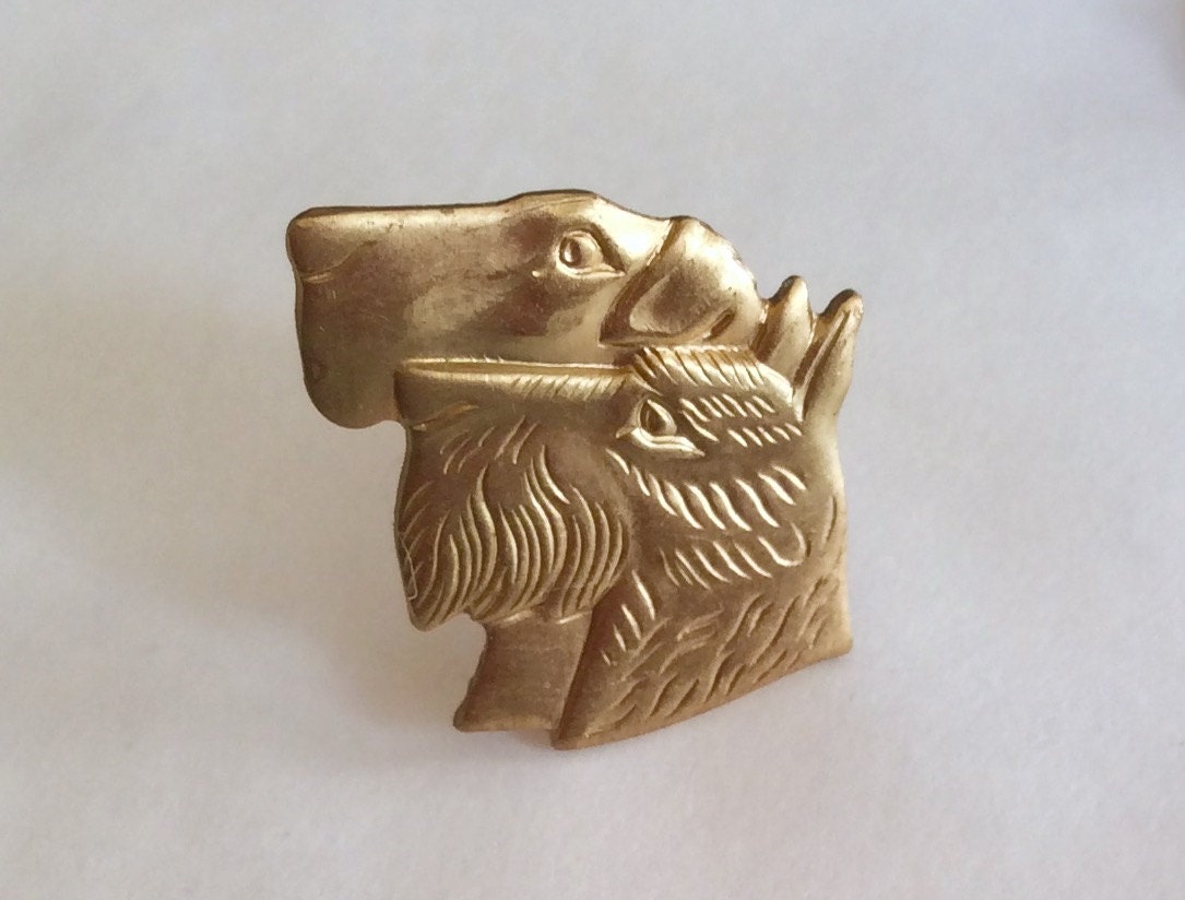 Terrier Hunde Binden Tac Brosche Anstecknadel West Highland, Foxterrier Roh Messing Vintage Finden Scottie von bazaarchoices