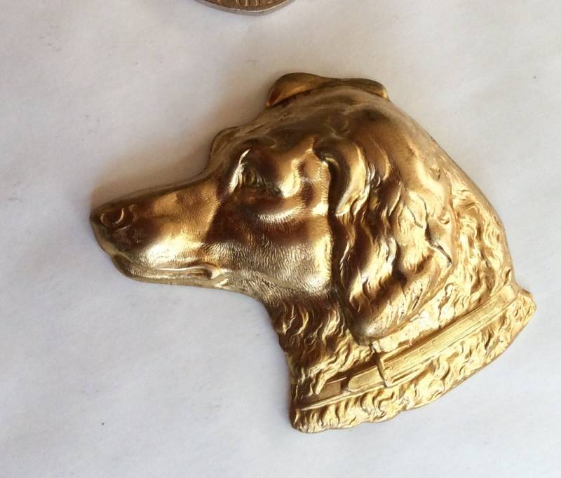 Vintage Labrador Retriever Hundekopf Brosche Pin Aus Rohem Messing von bazaarchoices