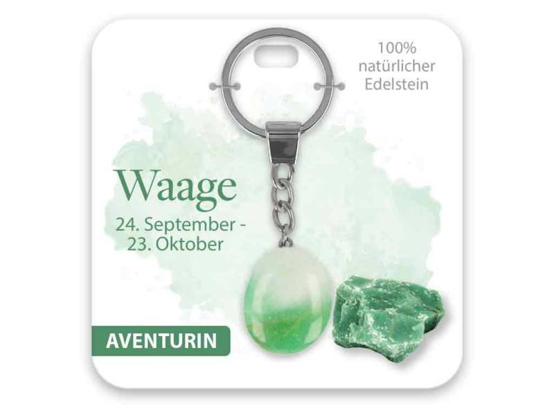 bb Klostermann Armband Edelstein Schlüsselanhänger Aventurin Sternzeichen Waage von bb Klostermann