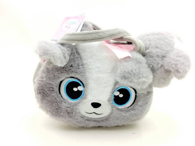 bb Klostermann Kindergartentasche Graue Plüschtasche im Hündchendesign mit grauem Plüschhündchen von bb Klostermann