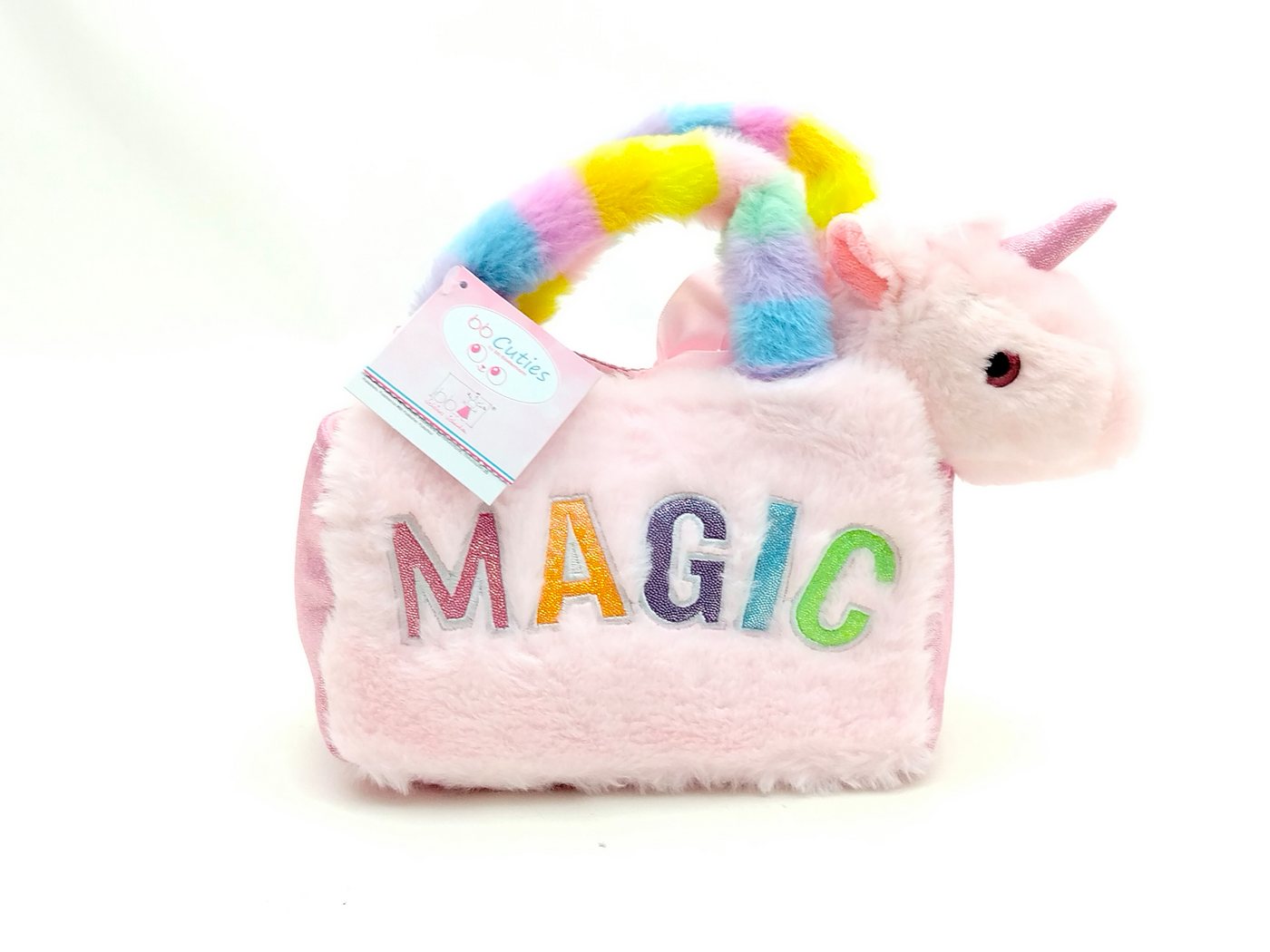 bb Klostermann Kindergartentasche Rosa/bunte Plüschtasche „Magic“ mit rosa Plüsch-Einhorn von bb Klostermann