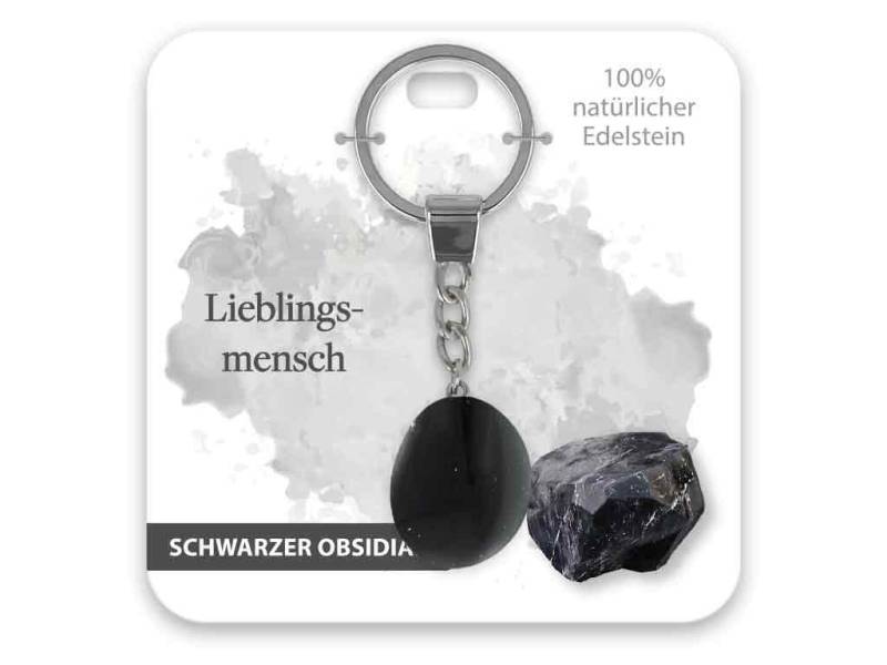 bb Klostermann Schlüsselanhänger Set Edelstein Schlüsselanhänger Schwarzer Obsidian Lieblingsmensch von bb Klostermann