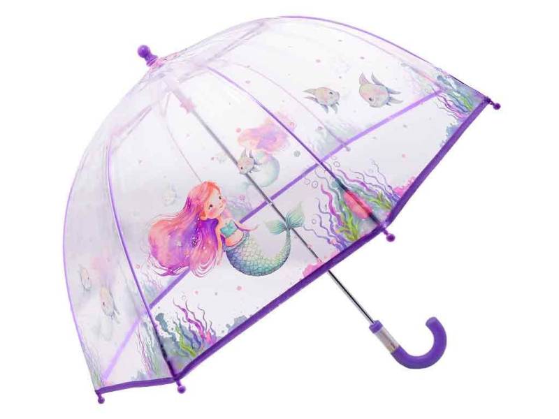 bb Klostermann Taschenregenschirm Mehrjungfraul Kinderschirm durchsichtig, lila Stockschirm von bb Klostermann