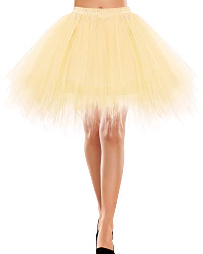 Bbonlinedress Damen TüllRock Winter 50er Rock Winterabilly Petticoat Tutu Unterrock Winter Kurz Ballett Tanzkleid Ballkleid Ballet Abendkleid Gelegenheit Zubehör Champagne L von Bbonlinedress