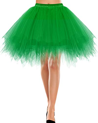 Damen und Mädchen Petticoat 50er Jahre Retro Tutu Tüllrock Ballet Crinoline Retro Tutu Ballet Tüllrock Crinoline Karneval kostüme Cosplay Rock Rockabilly Tanz Ballett Green L von Bbonlinedress