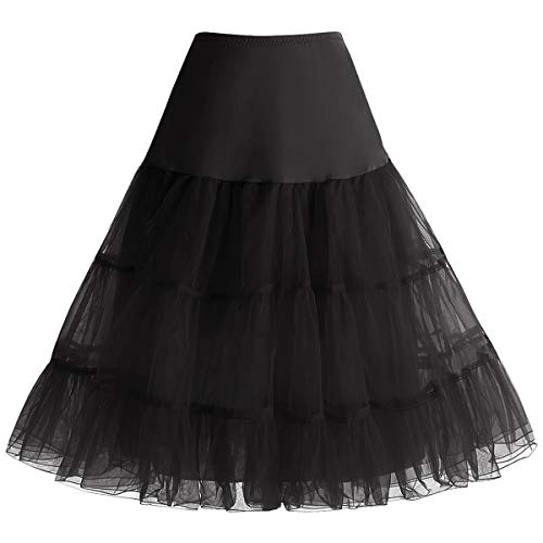 Petticoat Rock Sommerkleid Damen Reifrock Unterrock Petticoat Underskirt Crinoline für Rockabilly Kleid Black M von Bbonlinedress