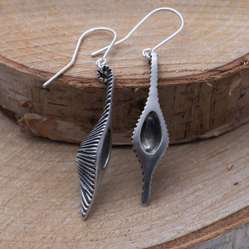 Ohrringe | Sterling Silber Natur Fantasy Lange Baumeln Ohrringe von bdlightedjewelry