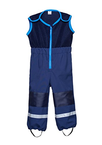 be baby! Hose wasserdicht Kinder, Softshell-Matschhose Cargo mit Fleece Weste/Fleece Latz für Kleinkinder (Wassersäule: 10.000 mm), dunkelblau, Gr. 104-110 von be baby!