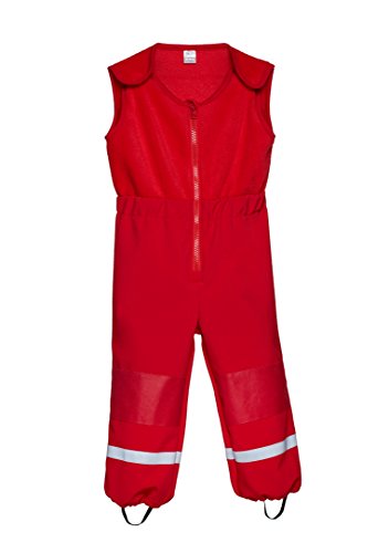 be baby! wasserdichte Hose Kinder, Softshell-Matschhose Cargo mit Fleece Weste/Fleece Latz für Kleinkinder (Wassersäule: 10.000 mm), rot, Gr. 92-98 von be baby!