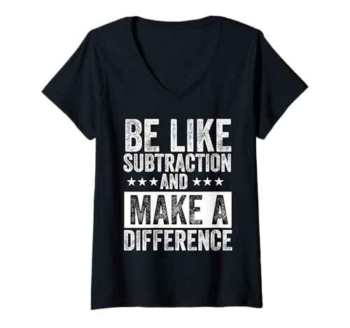 Damen Sei wie Subtraktion und mache einen Unterschied Lustiger Mathematiklehrer T-Shirt mit V-Ausschnitt Damen Sei wie Subtraktion und mache einen Unterschied Lustiger Mathematiklehrer T-Shirt mit V-Ausschnitt von be like subtraction and make a difference Teacher