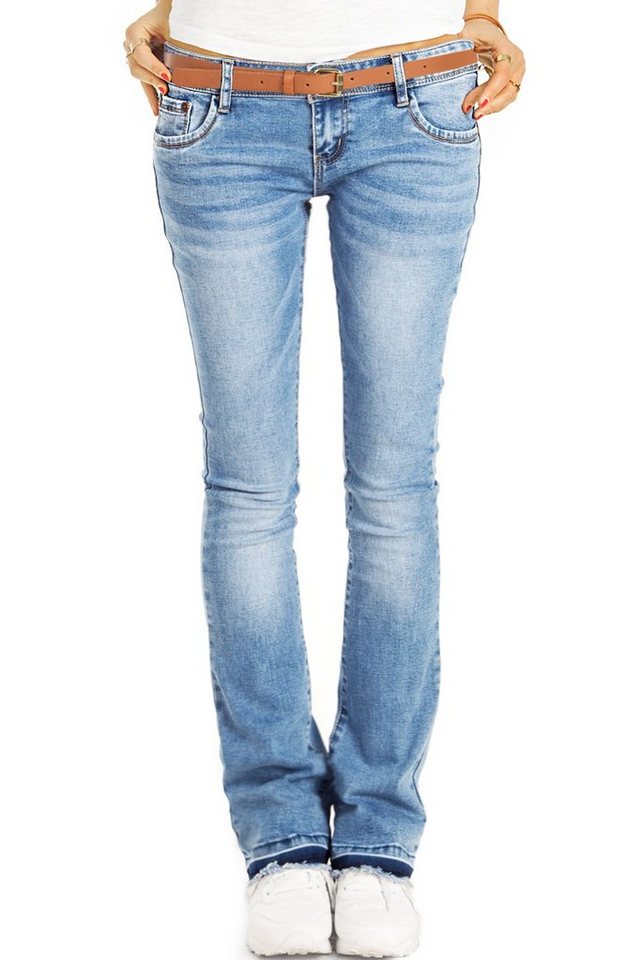 be styled Bootcut-Jeans Damen Hüftjeans, Schlaghosen mit offenem Saum, low waist j40g-2 von be styled